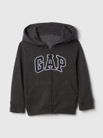 babyGap Relaxed Logo Zip Hoodie-Charcoal Heather