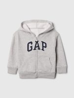babyGap Relaxed Logo Zip Hoodie-Gray And White Marl