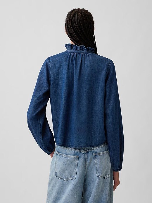 Relaxed Denim Top-Dark Wash - Image 4