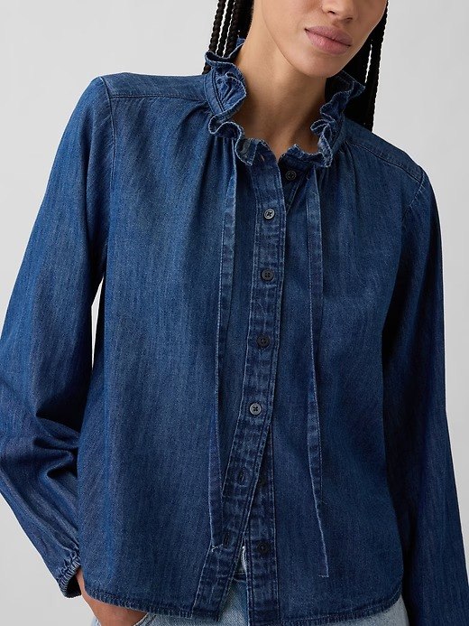 Relaxed Denim Top-Dark Wash - Image 3