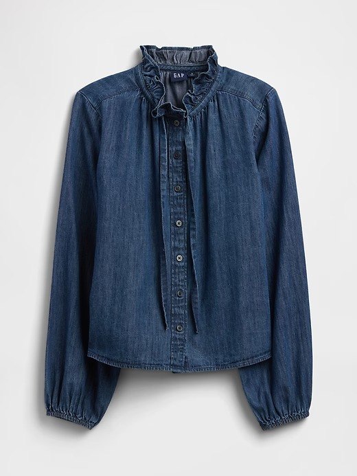 Relaxed Denim Top-Dark Wash - Image 2