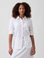 Oversized Linen-Blend Easy Shirt-Optic White