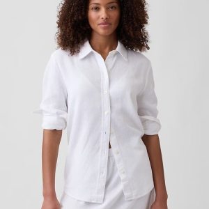 Oversized Linen-Blend Easy Shirt-Optic White