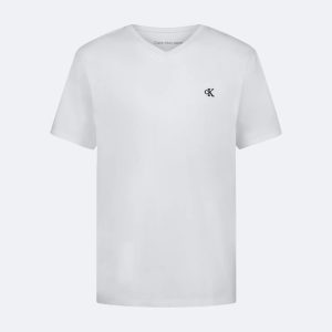 Boys Monogram V-Neck T-Shirt-White