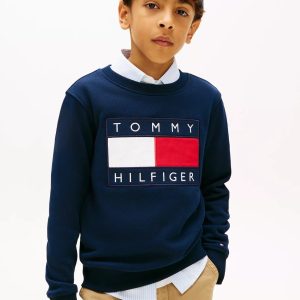 Kids' Flag Badge Sweatshirt-Navy