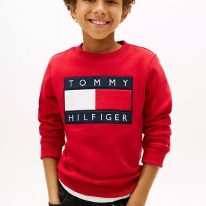Kids' Flag Badge Sweatshirt-Primary Red
