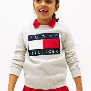 Kids' Flag Badge Sweatshirt-Light Grey Heather