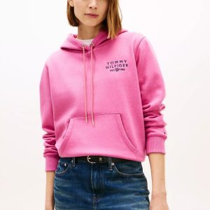 Monotype Logo Heathered Hoodie-Petal Pink
