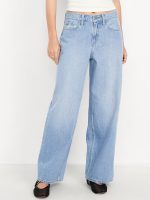 Mid-Rise Wow Baggy Wide-Leg Jeans(Fit-Regular)-Light Dip