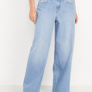 Mid-Rise Wow Baggy Wide-Leg Jeans(Fit-Regular)-Light Dip