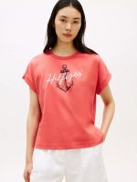Hilfiger Anchor Logo Dolman T-Shirt-Vintage Red