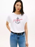Hilfiger Anchor Logo Dolman T-Shirt-Optic White