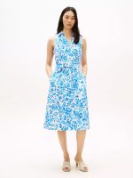 Sleeveless Belted Linen-Blue Spell