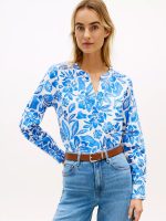 Essential Linen-Blend Pullover Top-Blue Spell