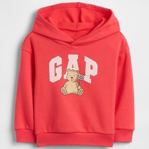 babyGap Relaxed Brannan Bear Logo Hoodie-Red Rose Bush