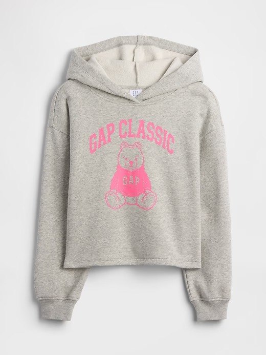 Kids Relaxed Graphic Hoodie-Light Heather Grey