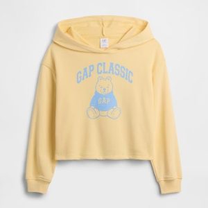 Kids Relaxed Graphic Hoodie-Light Yellow