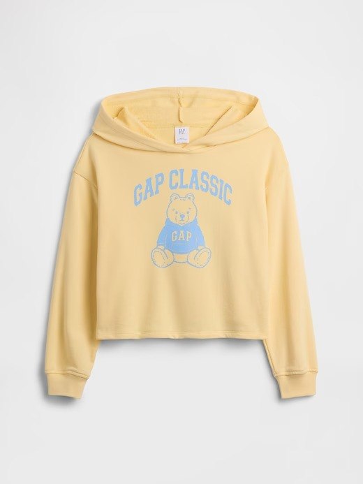 Kids Relaxed Graphic Hoodie-Light Yellow
