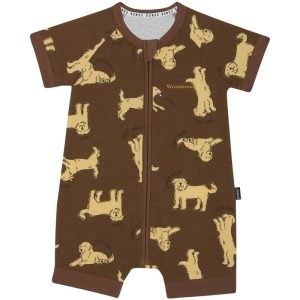 Zip Romper-Goldie Dog Yellow