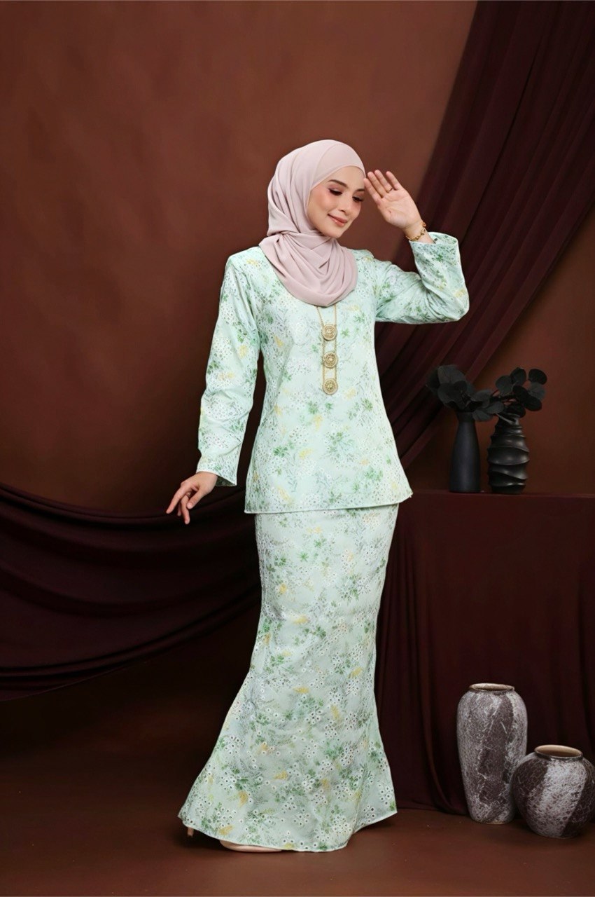 Baju Kurung Moden Tiara-MINT GREEN - Image 2