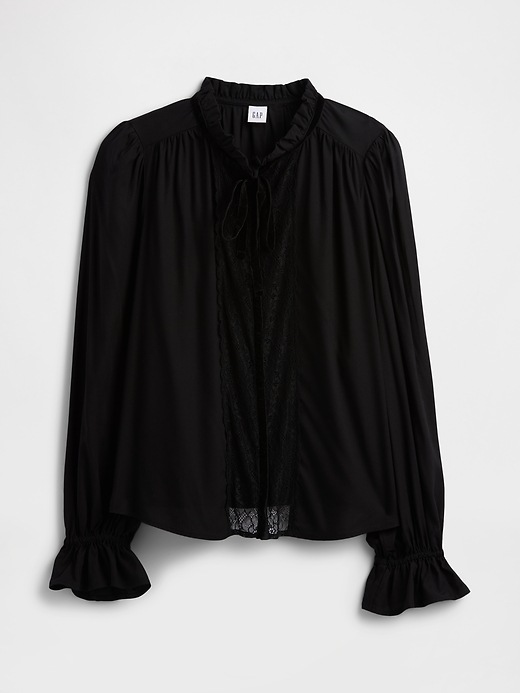 Relaxed Ruffle Top-Black - Image 4