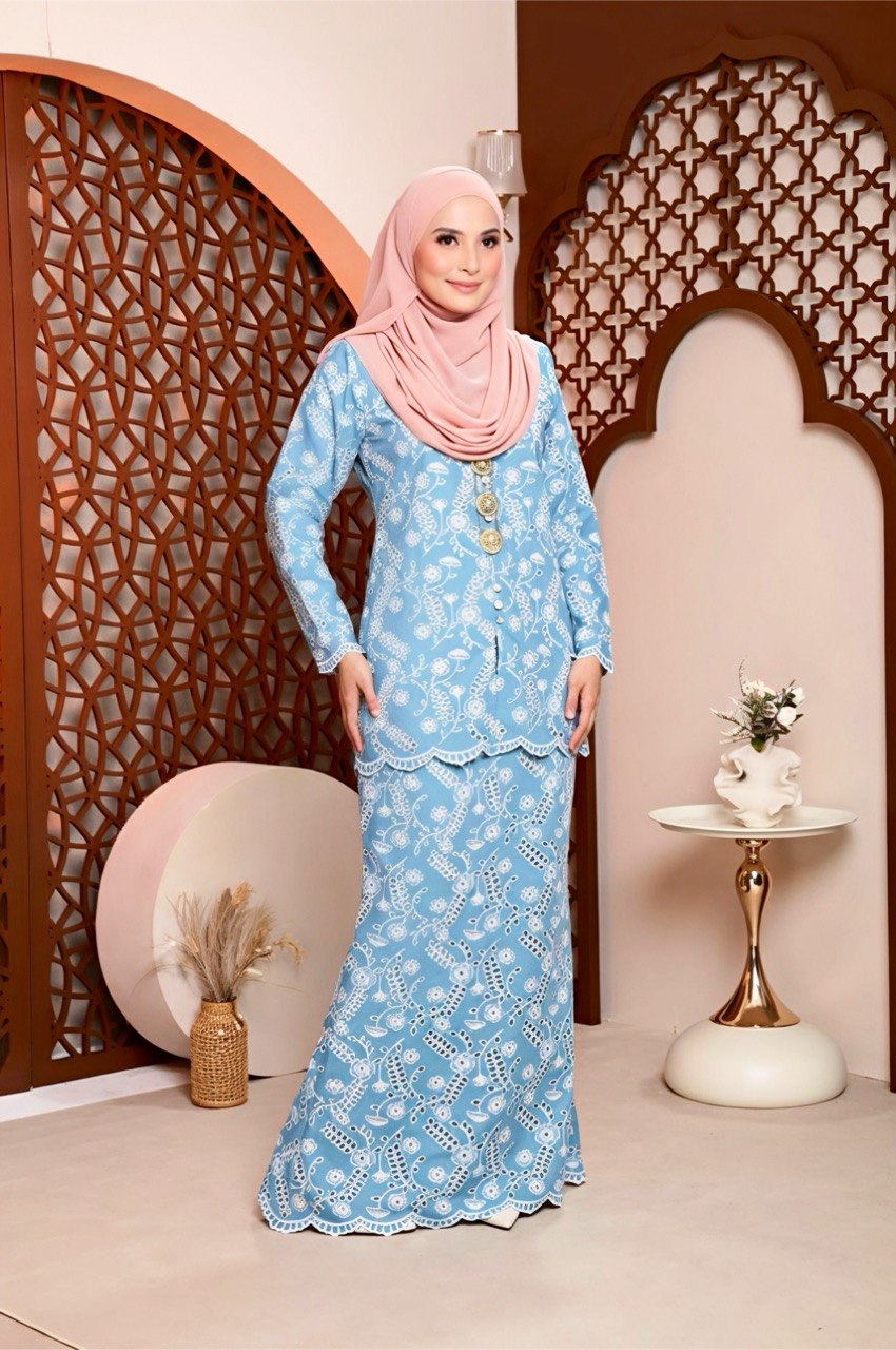 BAJU KURUNG MODEN NAIRA-TEAL BLUE - Image 3