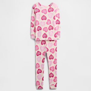 babyGap | Barbie™ 100% Organic Cotton PJ Set-Ivory Cream Frost Pink Hearts