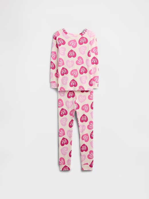 babyGap | Barbie™ 100% Organic Cotton PJ Set-Ivory Cream Frost Pink Hearts