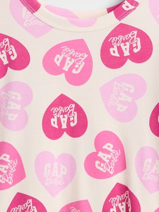 babyGap | Barbie™ 100% Organic Cotton PJ Set-Ivory Cream Frost Pink Hearts - Image 3