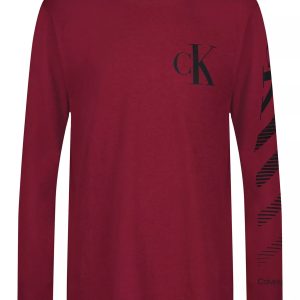 Boys Monogram Gradient Stripe Long Sleeve Tee-Red