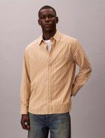 Washed Poplin Stripe Button-Down Shirt-Antelope