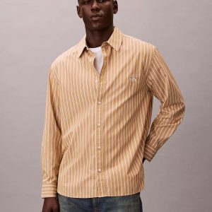 Washed Poplin Stripe Button-Down Shirt-Antelope