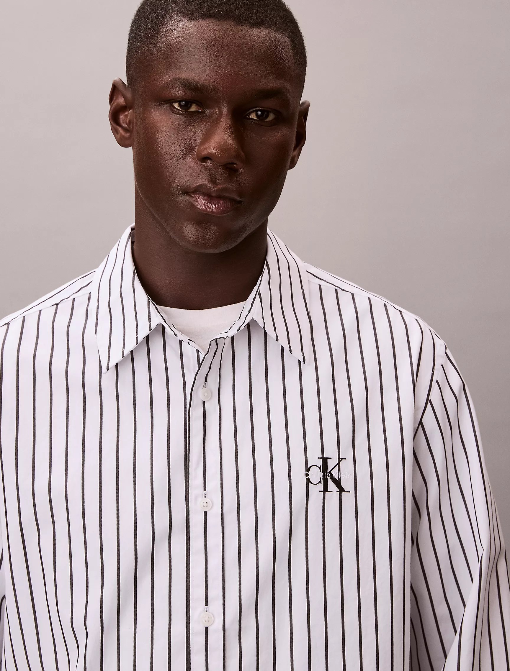 Washed Poplin Stripe Button-Down Shirt-Brilliant White - Image 2