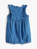 Babies' Chambray Ruffle Shortall-Medium Wash