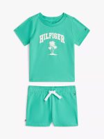 Babies' Palm Logo T-Shirt & Short Set-Aloha Green