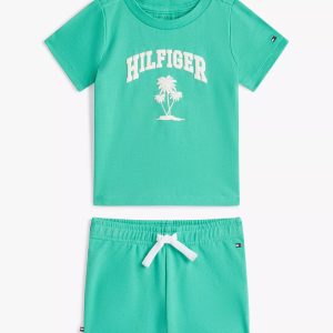 Babies' Palm Logo T-Shirt & Short Set-Aloha Green