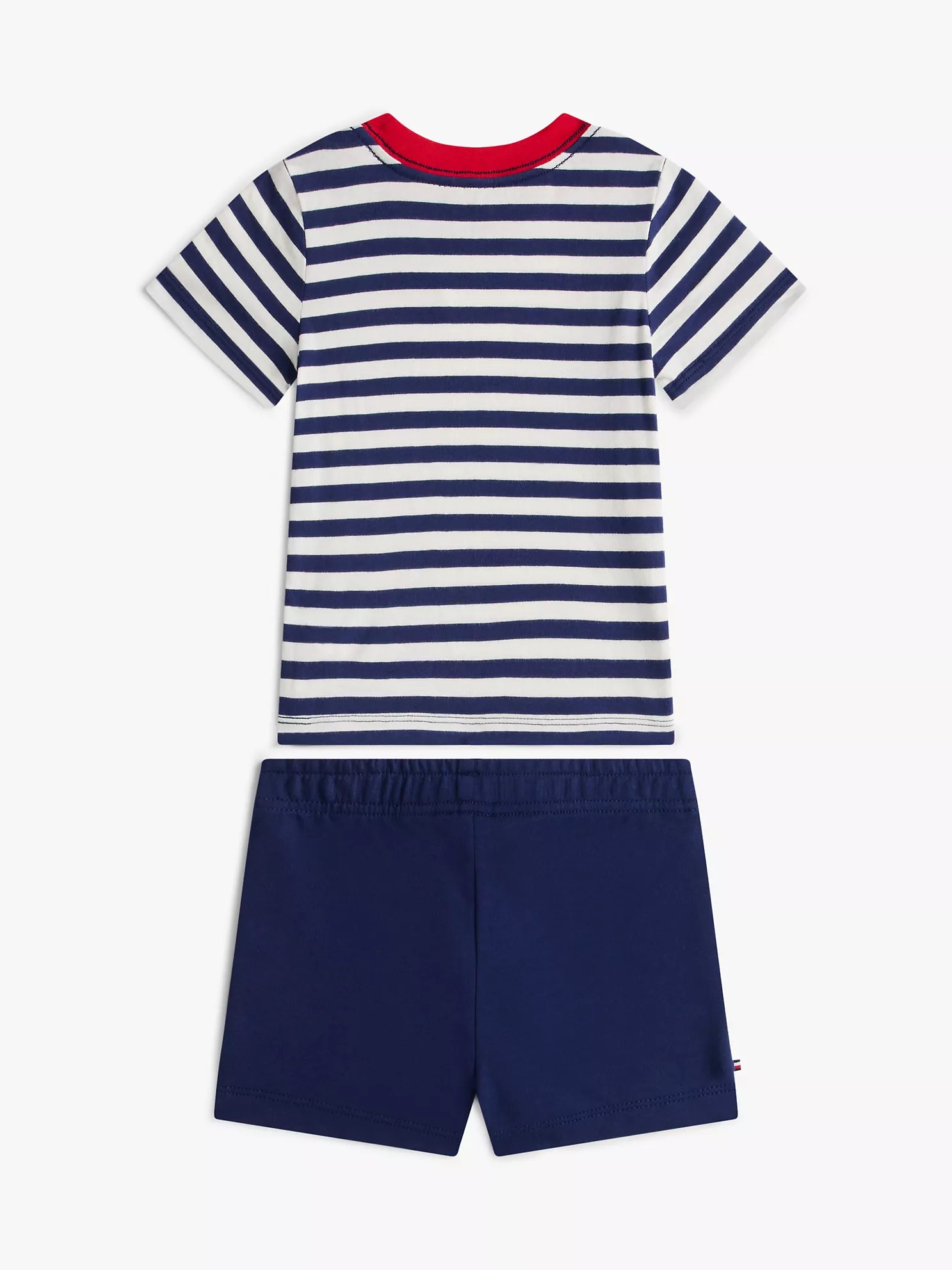 Babies' Striped T-Shirt & Short Set-Preppy Navy / Ivory Silk - Image 2