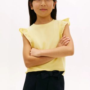 Kids' Embroidered Eyelet Flutter T-Shirt-Citronella