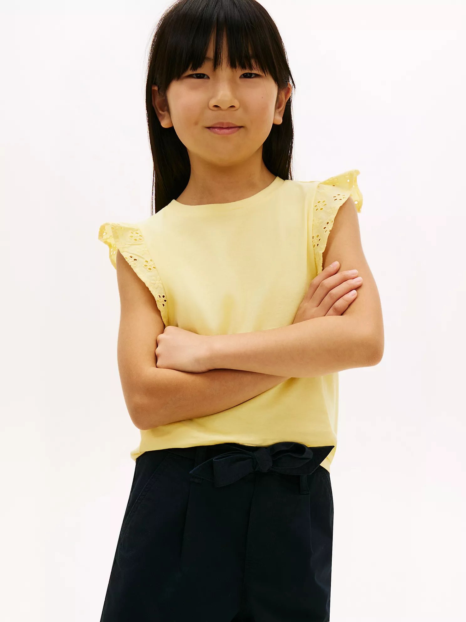 Kids' Embroidered Eyelet Flutter T-Shirt-Citronella