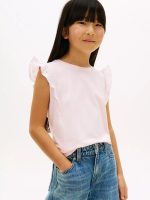 Kids' Embroidered Eyelet Flutter T-Shirt-Light Pink