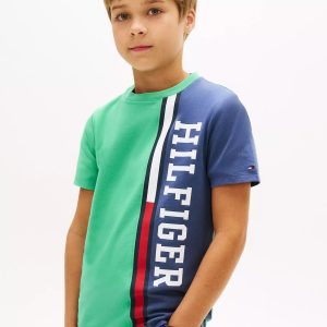 Kids' Vertical Colorblock Logo T-Shirt-Aloha Green