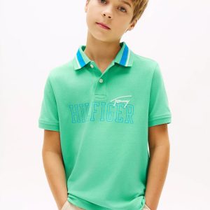 Kids' Hilfiger Logo Stretch Polo-Aloha Green