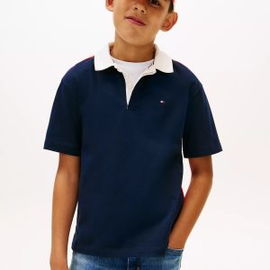Kids' Colorblock Rugby Polo-Navy