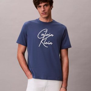 Script Logo Relaxed T-Shirt-Dark Denim