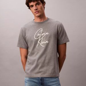 Script Logo Relaxed T-Shirt-Grey Heather