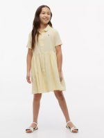 Kids' Striped Cotton-Linen Blend Dress-Citronella