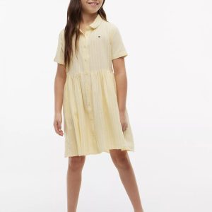 Kids' Striped Cotton-Linen Blend Dress-Citronella
