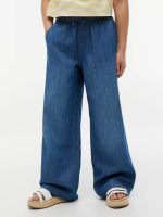 Kids' Chambray Wide Leg Pull-On Pant-Medium Wash