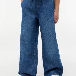 Kids' Chambray Wide Leg Pull-On Pant-Medium Wash