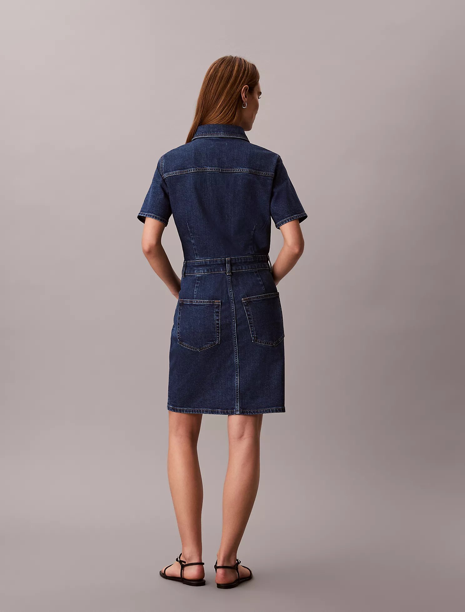 Denim Mini Trucker Dress-Mainland - Image 2